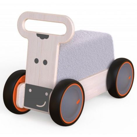 Jucarie din lemn 3 in 1 Vacuta DriveMe Soft: masinuta ride-on, premergator si carucior de jucarii MamaToyz - imagine 9